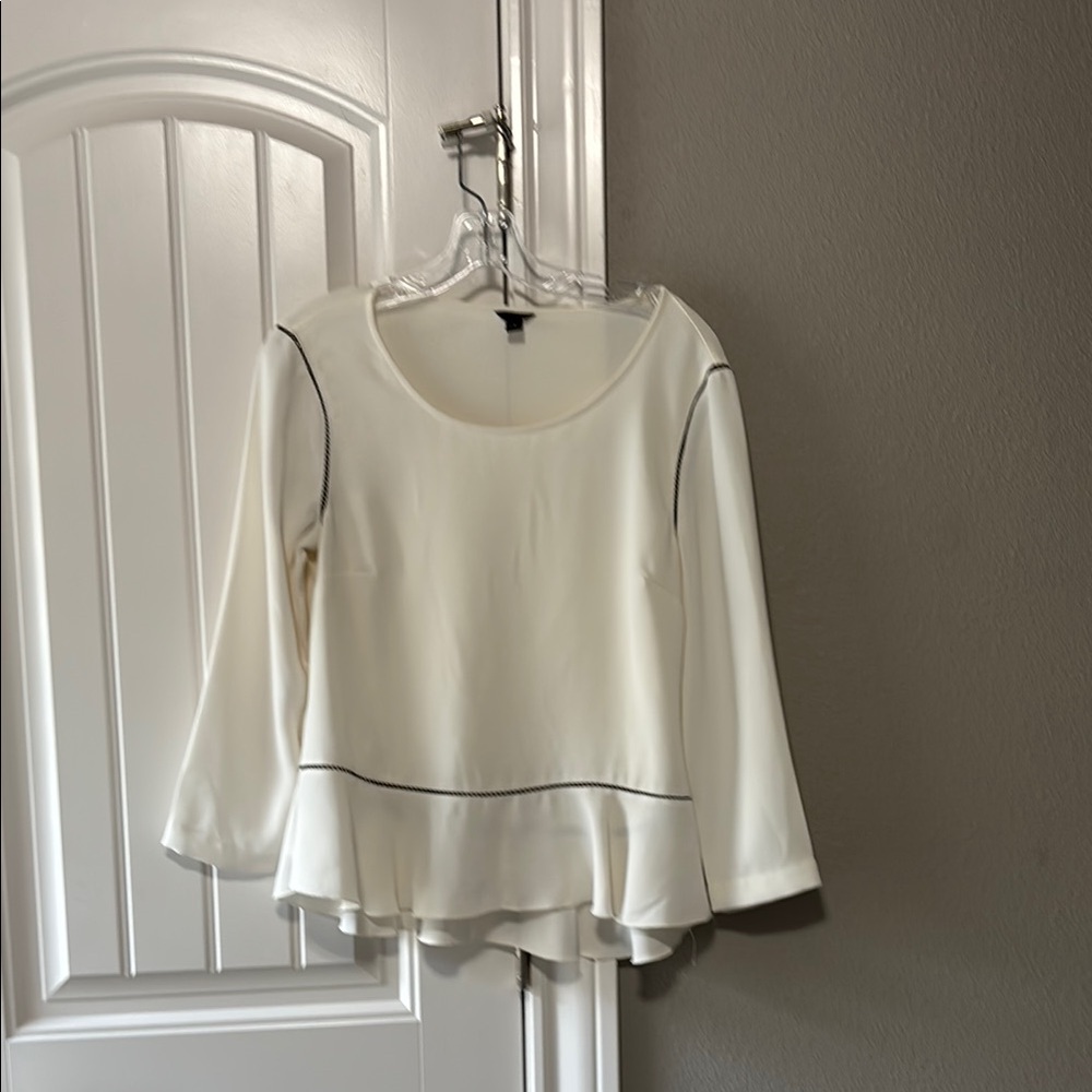 Ann Taylor Cream Peplum Blouse with Bell Sleeves